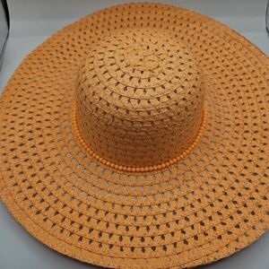 Orange Woven Wide Brim Sun Hat